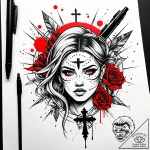 M, tattoo sketch design, black outline only,… – style Jaeger Simple – tattoo sketch (25.11.2025 23:17)