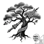 Tattoo sketch: perun’s thunderbolt symbol int… – style Flux Inscriptions – tattoo sketch (26.11.2025 00:17)