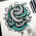 Engraved serpent beneath storm sky, tattoo sk… – style Jaeger Simple – tattoo sketch (26.11.2025 00:37)