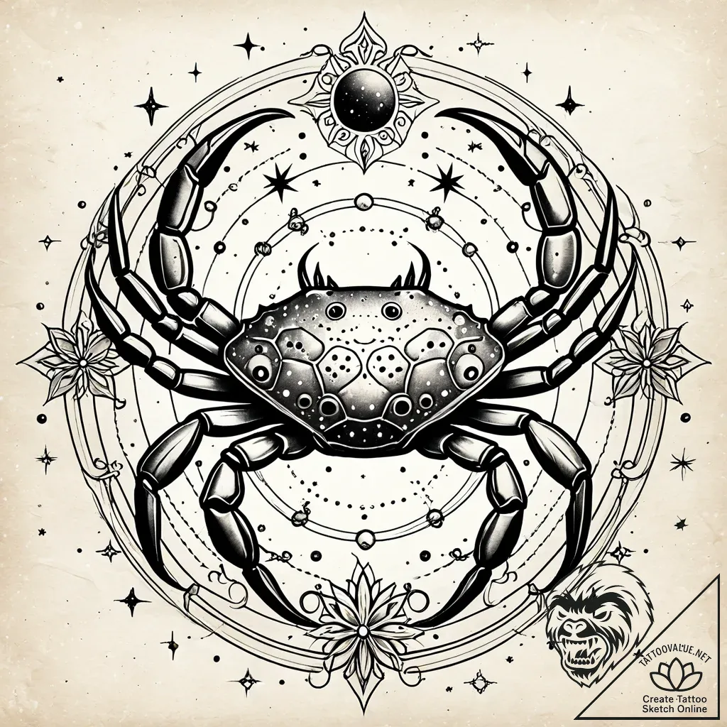 Tattoo design a cancer constellation, its sta... - style Jaeger Simple - tattoo sketch (26.11.2025 03:16)