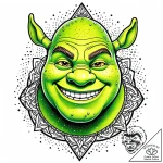 Eskiz.to, tattoo sketch, shrek with mischievo… – style Jaeger Mini – tattoo sketch (26.11.2025 03:37)