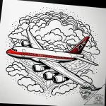 A view from a window seat of an airplane, loo… – style Jaeger Simple – tattoo sketch (26.11.2025 04:36)