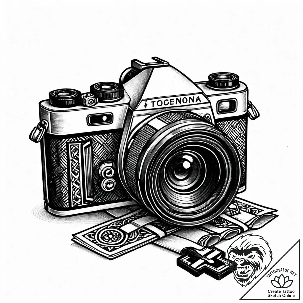 Tattoo sketch a stylized camera lens on one,... - style Jaeger Mini - tattoo sketch (26.11.2025 04:57)