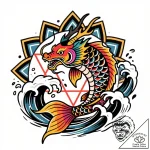 Koi dragon swimming through storm, tattoo ske… – style Flux Inscriptions – tattoo sketch (26.11.2025 05:37)