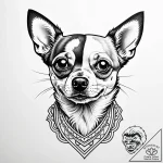 чихуахуа, ink illustration for tattoo, linewo… – style Jaeger Simple – tattoo sketch (26.11.2025 05:57)