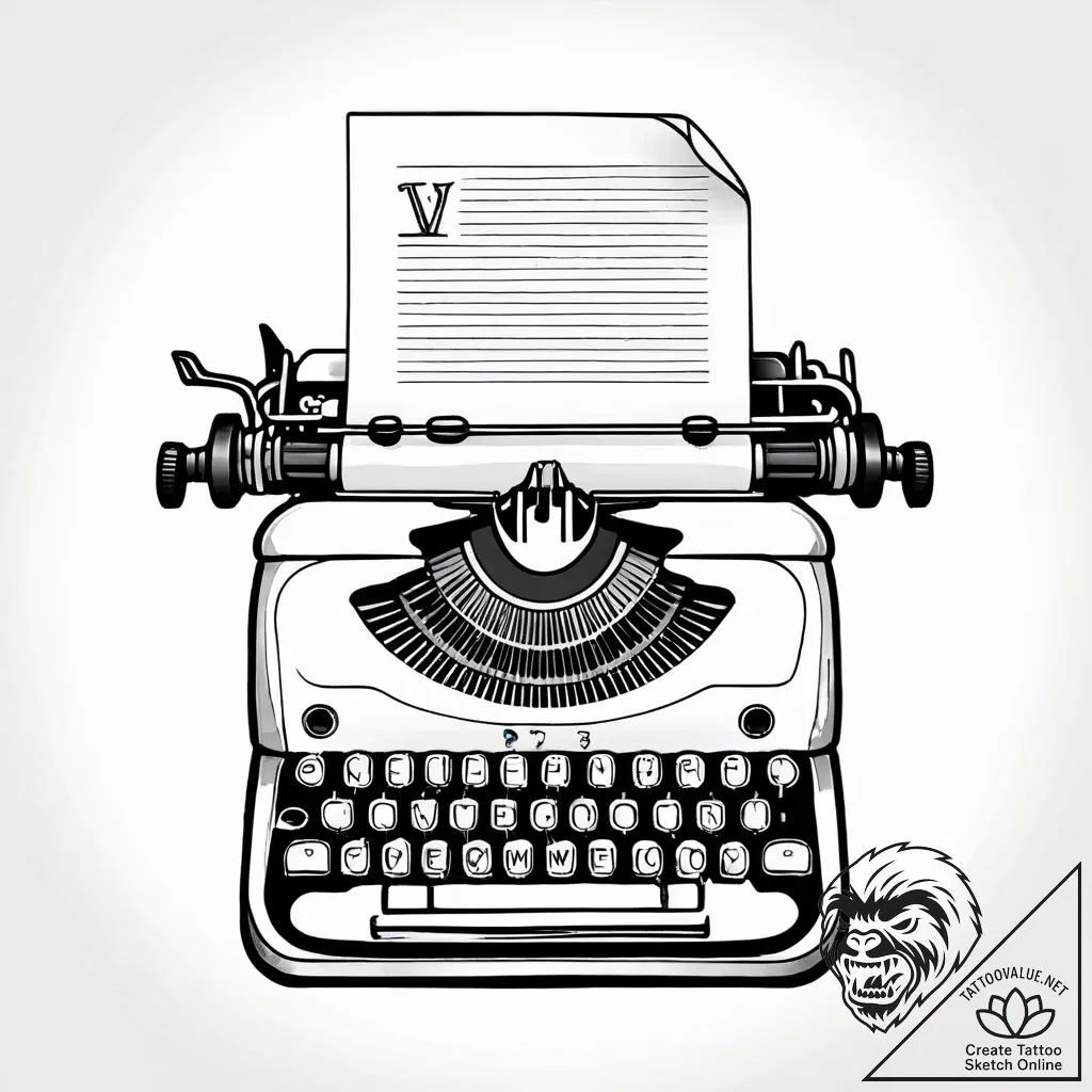 A close-up of a typewriter's keys, showing th... - style Jagger Old - tattoo sketch (26.11.2025 06:37)