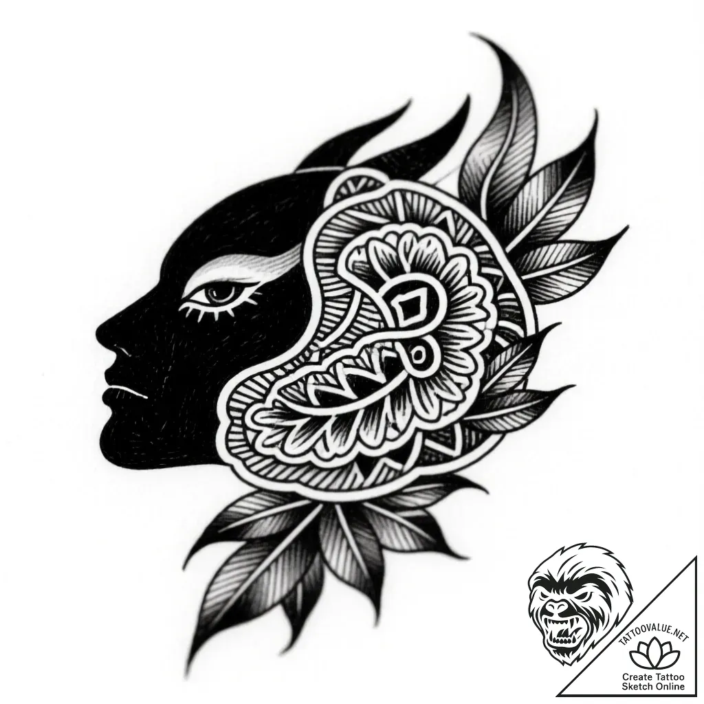 V, tattoo line art, professional artwork, exp... - style Flux Inscriptions - tattoo sketch (26.11.2025 08:17)