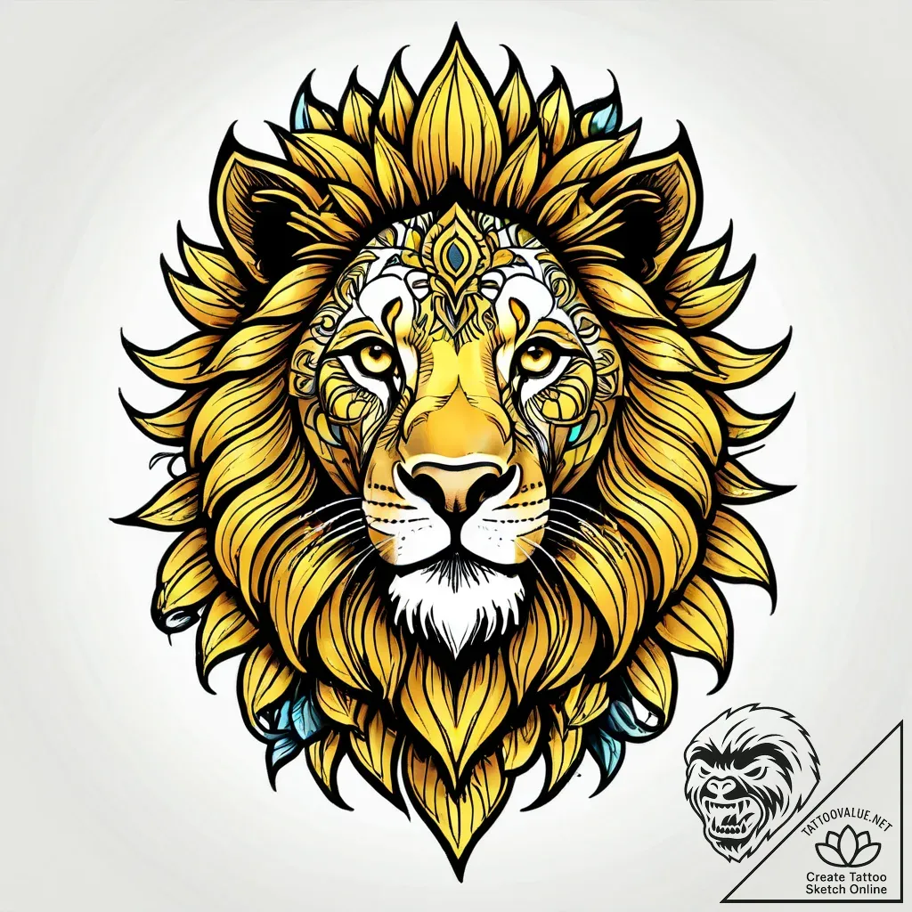 Tattoo sketch a leo lion's face adorned with... - style Jagger Old - tattoo sketch (26.11.2025 09:17)