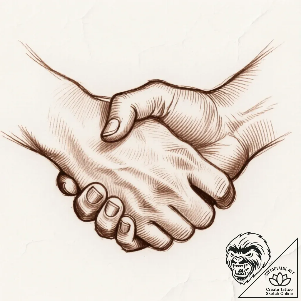 Tattoo sketch two hands clasped in a firm, lo... - style Flux Inscriptions - tattoo sketch (26.11.2025 12:17)