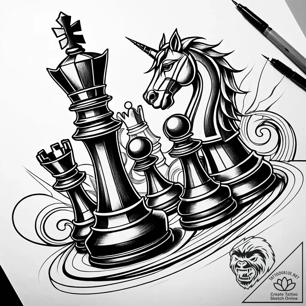 A detailed close-up of a half-finished game o... - style Jaeger Simple - tattoo sketch (26.11.2025 12:36)