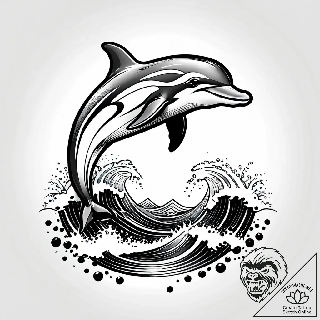 Tattoo sketch, playful dolphin jumping throug... - style Jagger Old - tattoo sketch (26.11.2025 14:36)