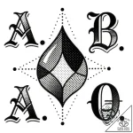 группа крови, tattoo flash sheet design, blac… – style Flux Inscriptions – tattoo sketch (26.11.2025 16:17)