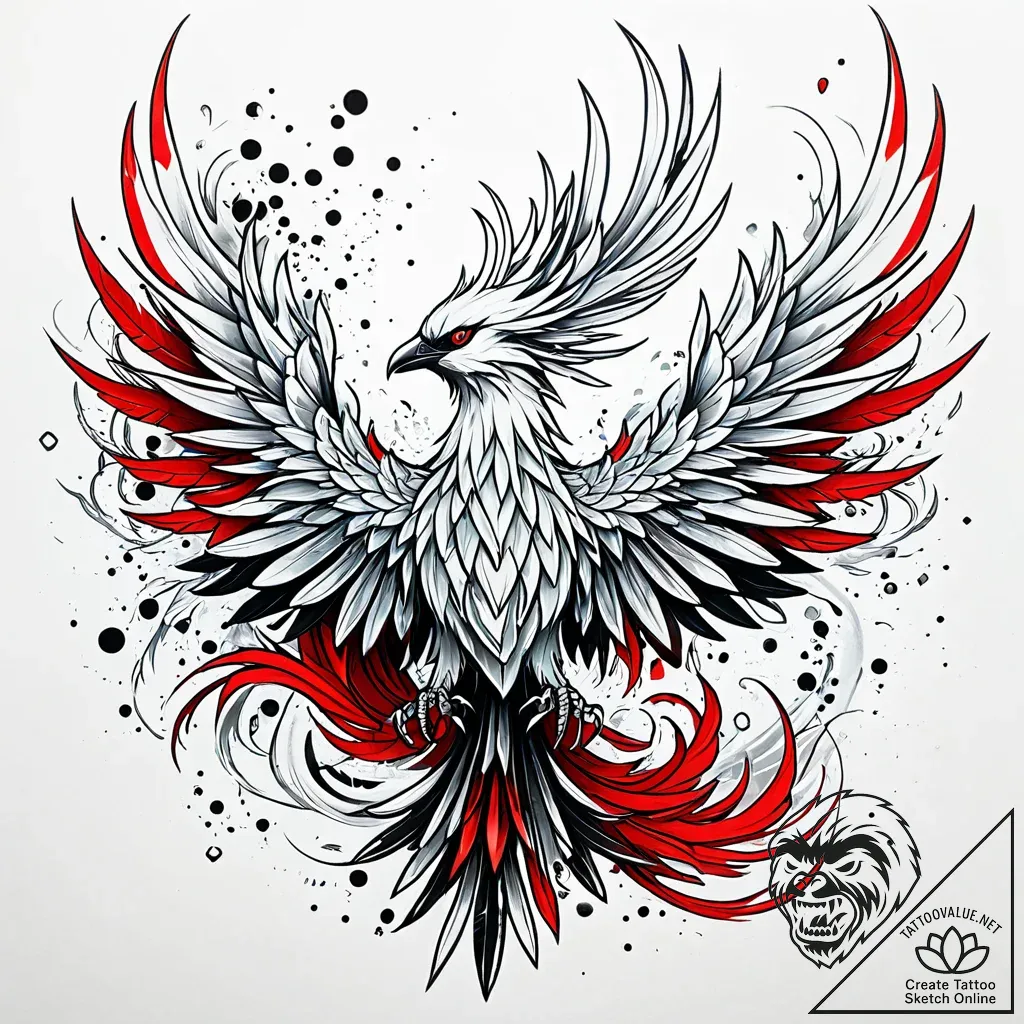 Animated ice phoenix with trailing frost, con... - style Jaeger Simple - tattoo sketch (26.11.2025 17:41)