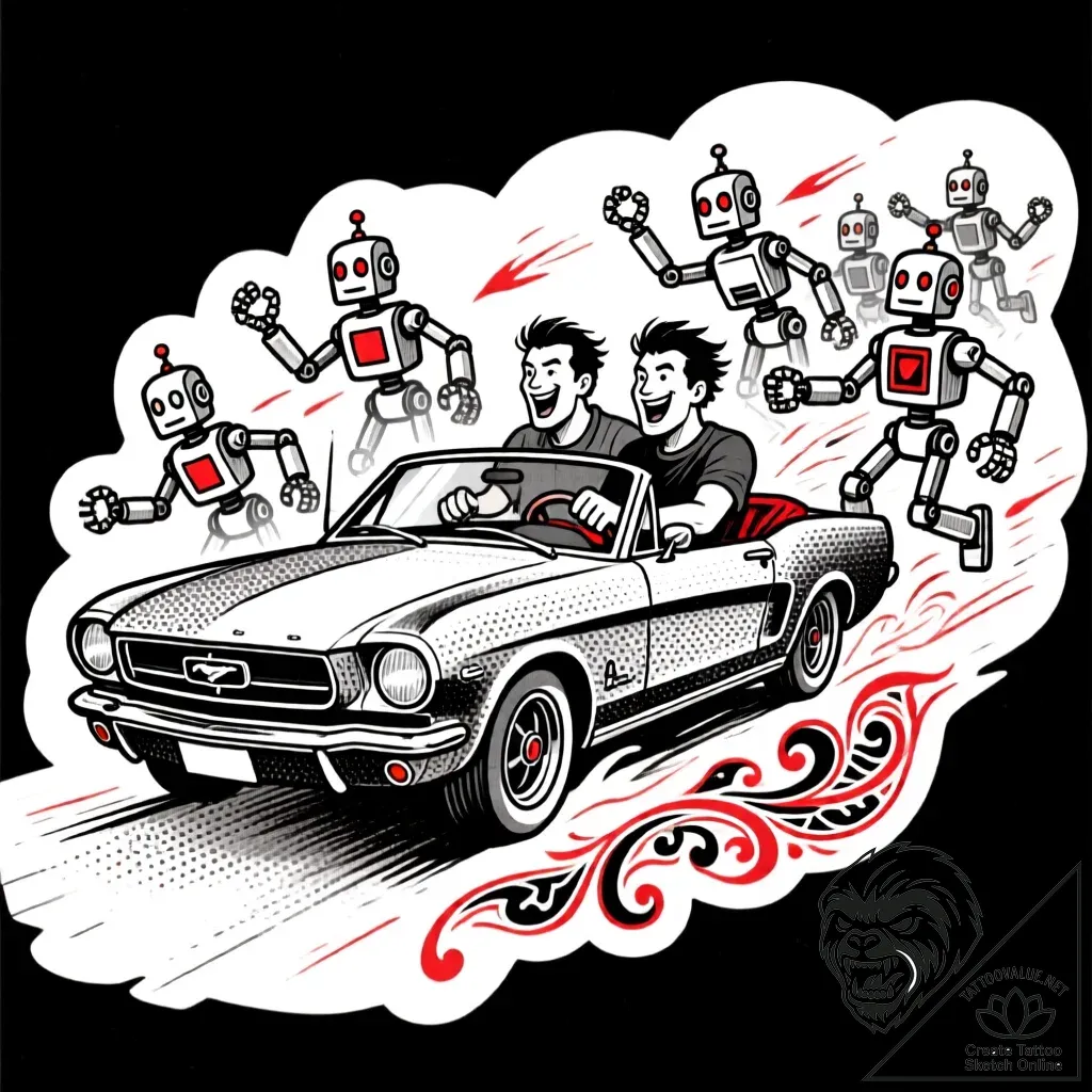 Tattoo sketch, katie and rick driving car sur... - style Flux Inscriptions - tattoo sketch (26.11.2025 18:37)