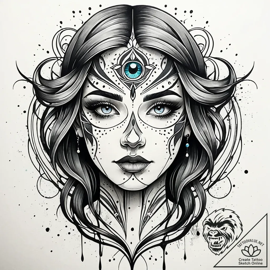 Tat tattoo sketch, paint splatter forming abs... - style Jaeger Simple - tattoo sketch (26.11.2025 20:16)