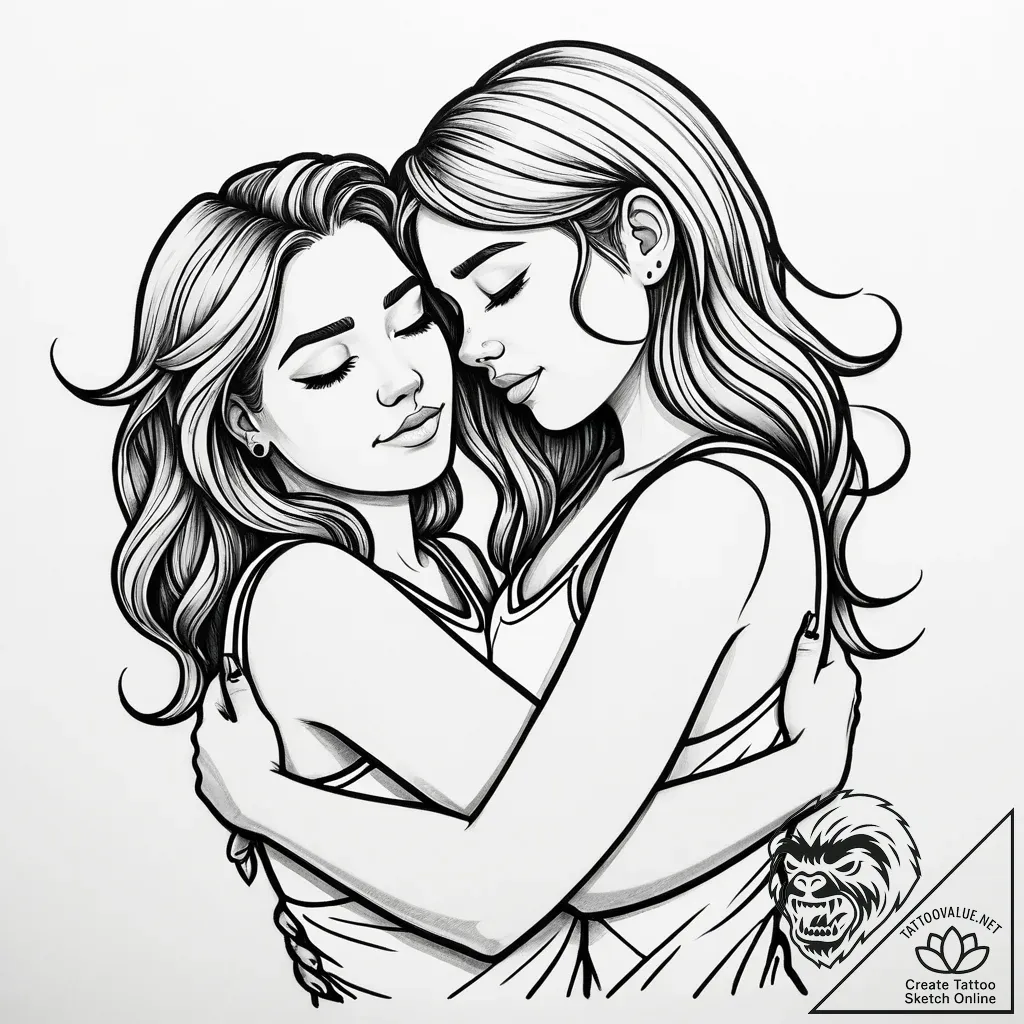 Tattoo sketch, max and gidget cuddling, emoti... - style Jaeger Simple - tattoo sketch (26.11.2025 21:36)