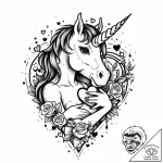 Tattoo sketch, agnes hugging unicorn with hea… – style Jaeger Mini – tattoo sketch (26.11.2025 21:57)
