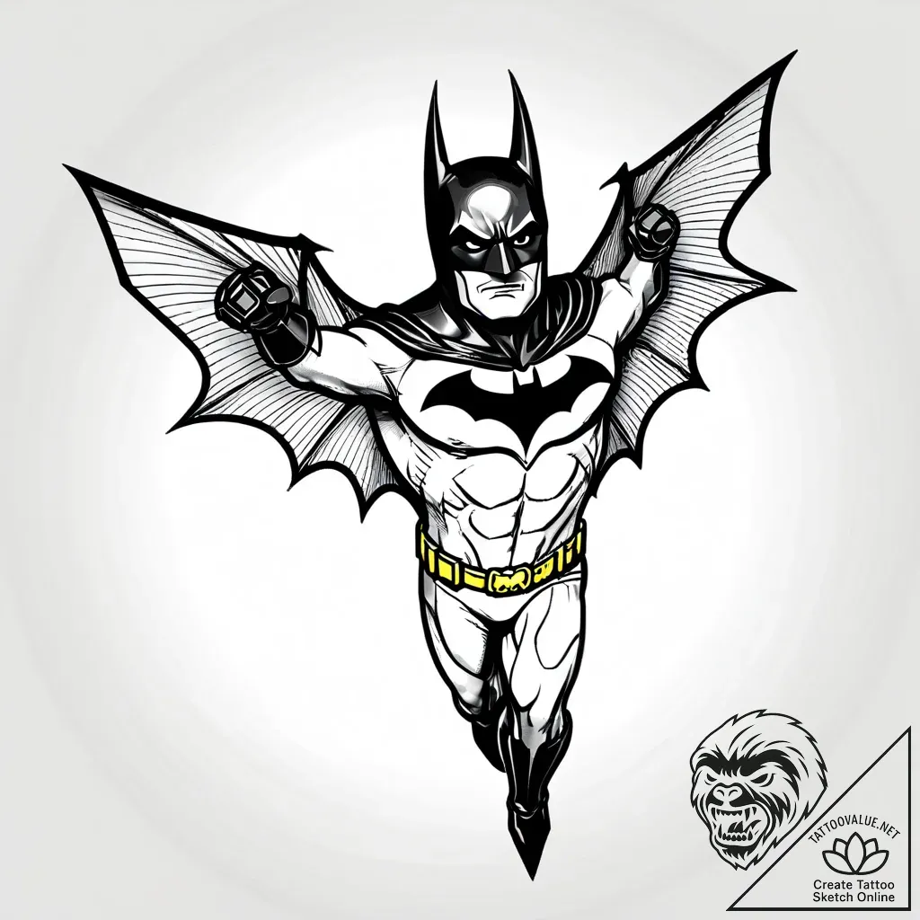 Tat tattoo sketch, batman lego throwing batar... - style Jagger Old - tattoo sketch (26.11.2025 22:17)