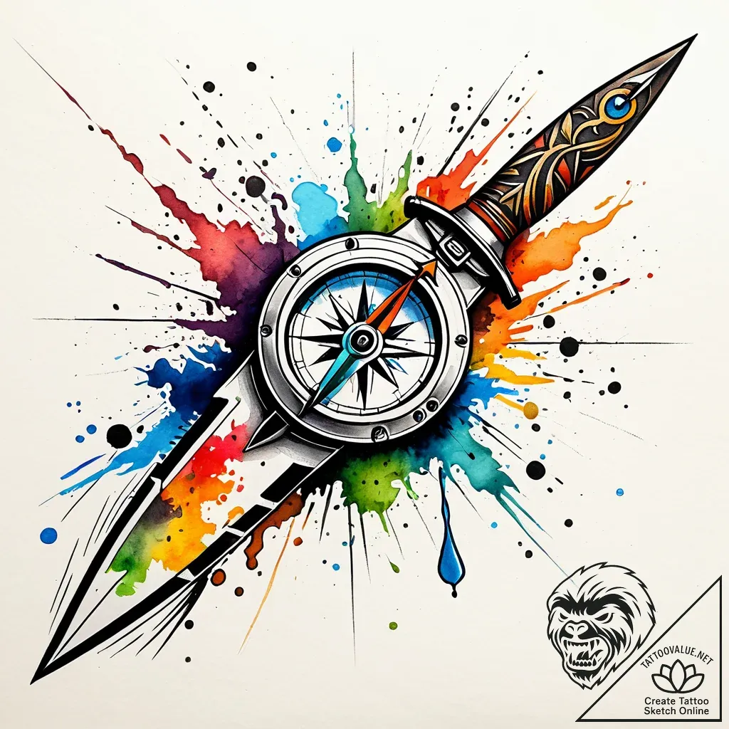 Tattoo sketch a tactical knife blade with a s... - style Jaeger Simple - tattoo sketch (26.11.2025 22:57)