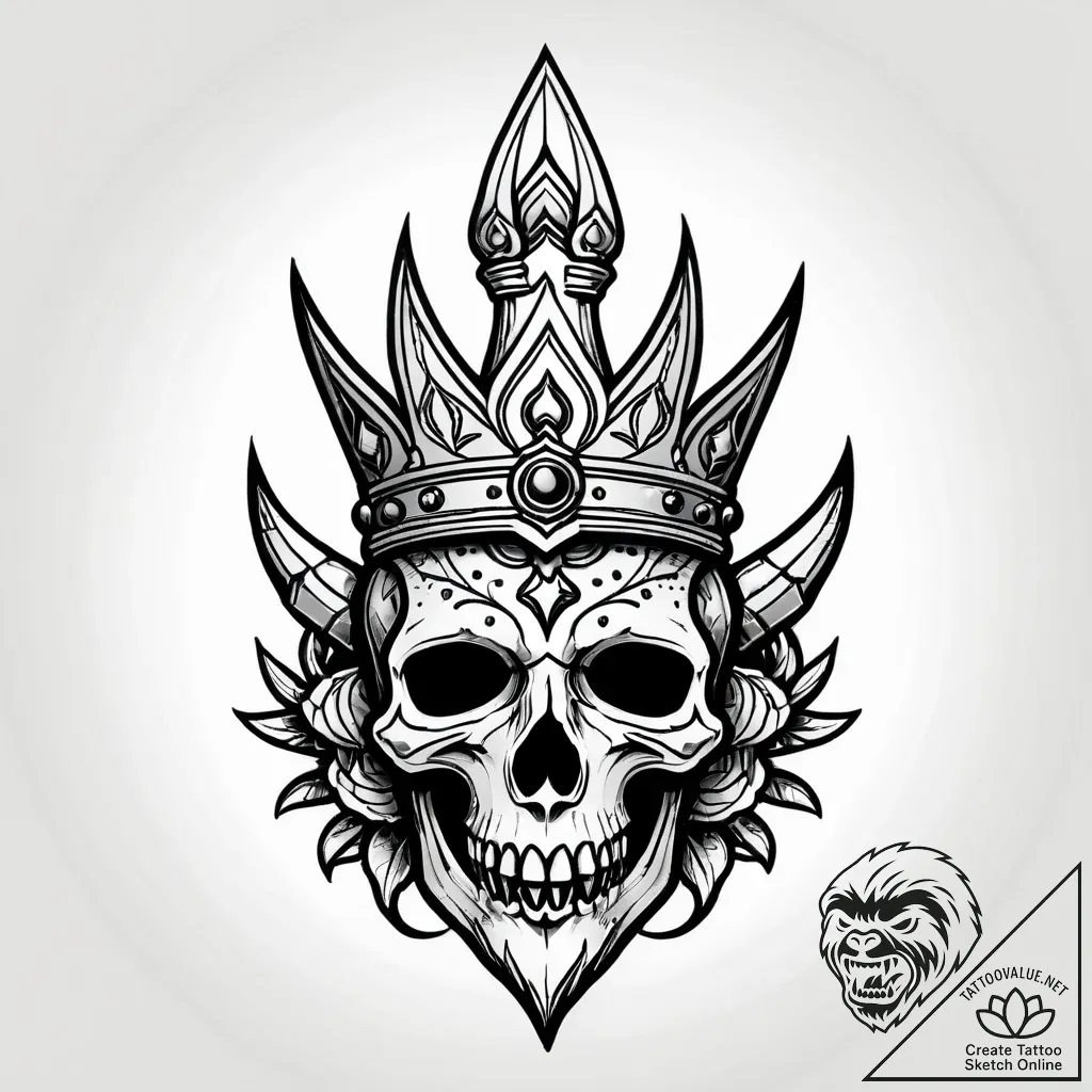 Engraved helm crowned in bone, artistic tatto... - style Jagger Old - tattoo sketch (26.11.2025 23:37)