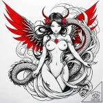 Eskiz.to, tattoo sketch, eve with wings sprea… – style Jaeger Simple – tattoo sketch (27.11.2025 00:16)