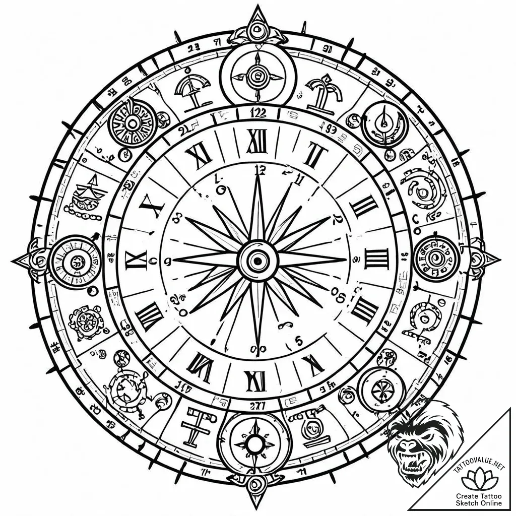 Tattoo sketch, ancient calendar wheel with my... - style Jaeger Mini - tattoo sketch (27.11.2025 00:36)