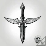 клинок, tattoo drawing outline, black and gre… – style Jagger Old – tattoo sketch (27.11.2025 00:57)