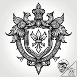 Tat tattoo sketch, ornate medieval crest feat… – style Jagger Old – tattoo sketch (27.11.2025 02:17)