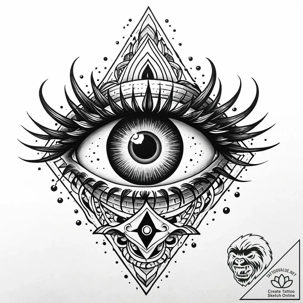 Kaiju eye peering through mist, artistic tatt... - style Jaeger Mini - tattoo sketch (27.11.2025 03:16)