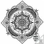 A blackwork sleeve concept featuring various… – style Jaeger Mini – tattoo sketch (27.11.2025 04:37)
