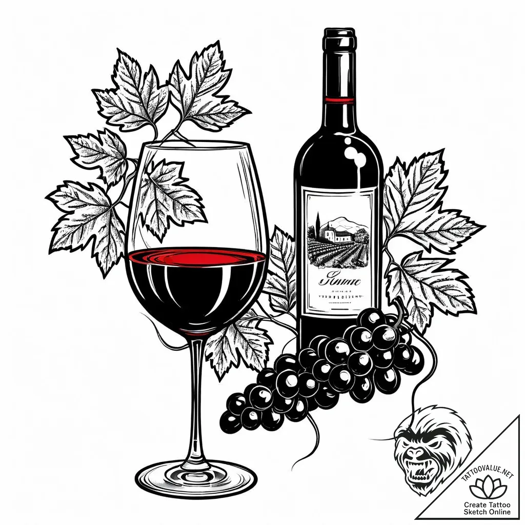 Tat tattoo sketch, sommelier’s wine bottle an... - style Jaeger Mini - tattoo sketch (27.11.2025 05:57)