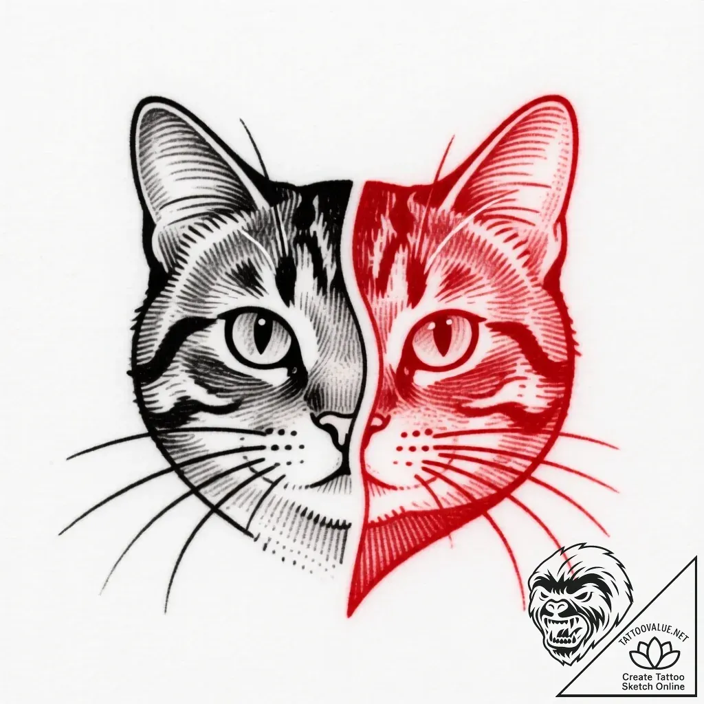 Tattoo design two halves of a simple animal d... - style Flux Inscriptions - tattoo sketch (27.11.2025 07:57)