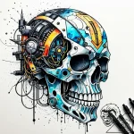 Tat tattoo sketch, cyberpunk skull with wires… – style Jaeger Simple – tattoo sketch (27.11.2025 08:16)