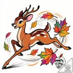 Tattoo sketch, bambi running through autumn l… – style Flux Inscriptions – tattoo sketch (27.11.2025 09:17)