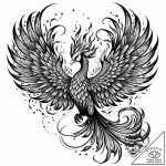Tattoo sketch, phoenix in mid-flight with tra… – style Jaeger Mini – tattoo sketch (27.11.2025 11:17)