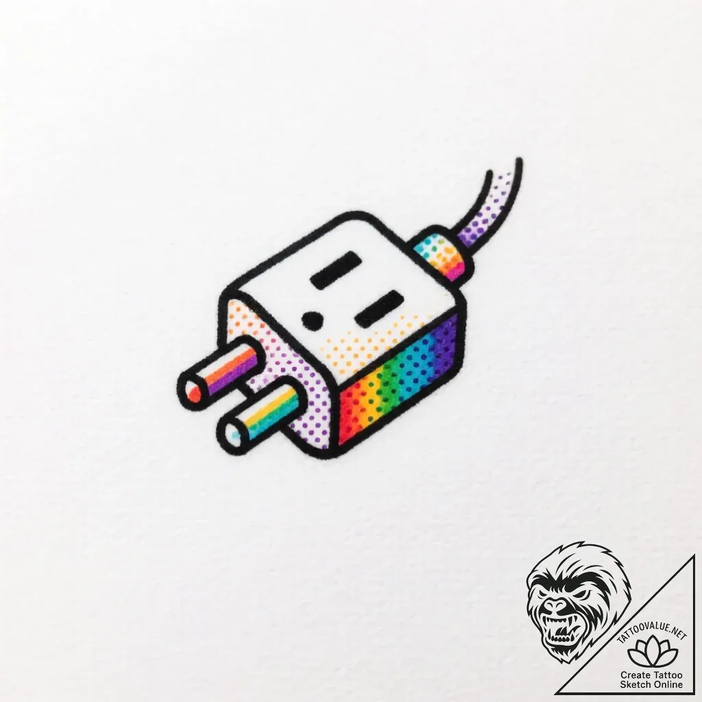 Tattoo design a simple "plug and socket" symb... - style Flux Inscriptions - tattoo sketch (27.11.2025 11:57)