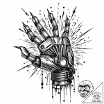 Tattoo sketch, robot hand reaching out with s… – style Jaeger Mini – tattoo sketch (27.11.2025 12:37)