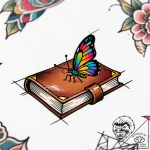 An old, leather-bound grimoire, tattoo flash… – style Flux Inscriptions – tattoo sketch (27.11.2025 13:17)