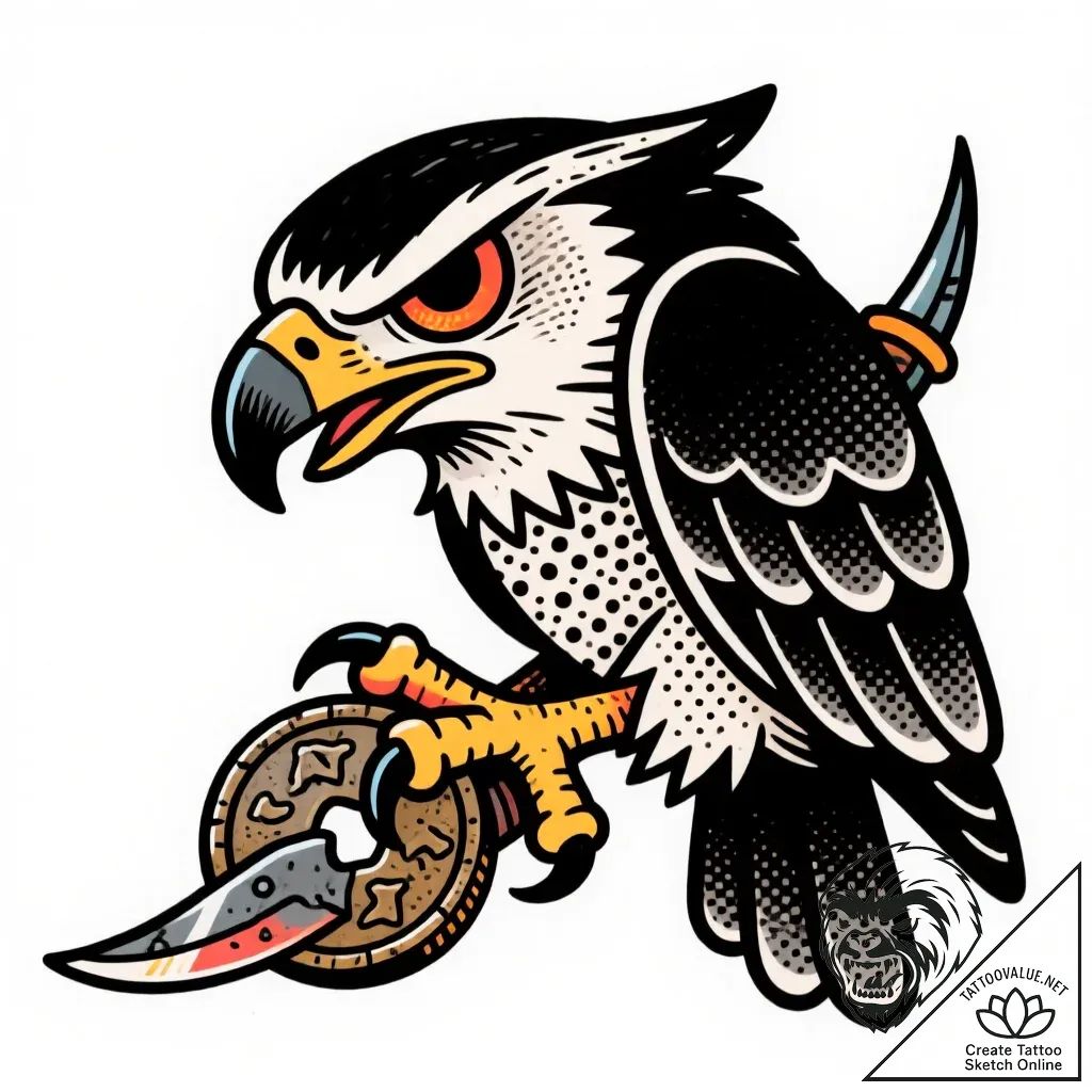 Owl talon grasping ancient coin, artistic tat... - style Flux Inscriptions - tattoo sketch (27.11.2025 14:37)