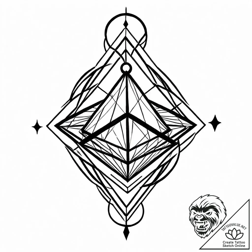 Tattoo sketch, thin linear geometric diamond... - style Jaeger Mini - tattoo sketch (27.11.2025 15:17)