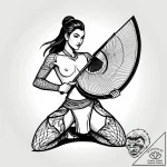 Tattoo sketch, mulan holding fan with warrior… – style Jagger Old – tattoo sketch (27.11.2025 15:37)