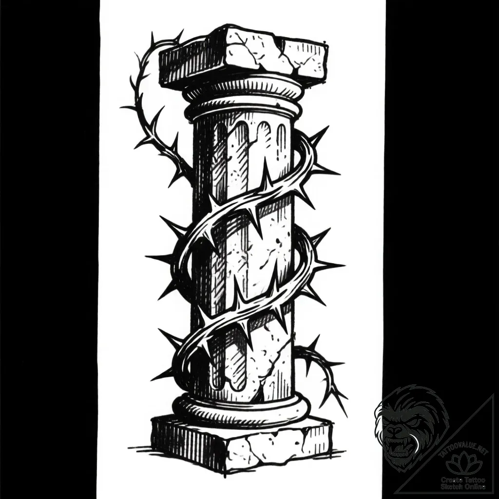 Tattoo design a cluster of thorny vines wrapp... - style Flux Inscriptions - tattoo sketch (27.11.2025 15:57)