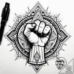 Tat tattoo sketch, rebellious figure with rai… – style Jaeger Simple – tattoo sketch (27.11.2025 16:16)