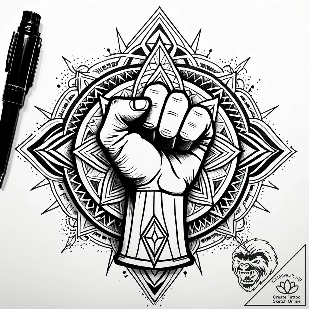 Tat tattoo sketch, rebellious figure with rai... - style Jaeger Simple - tattoo sketch (27.11.2025 16:16)