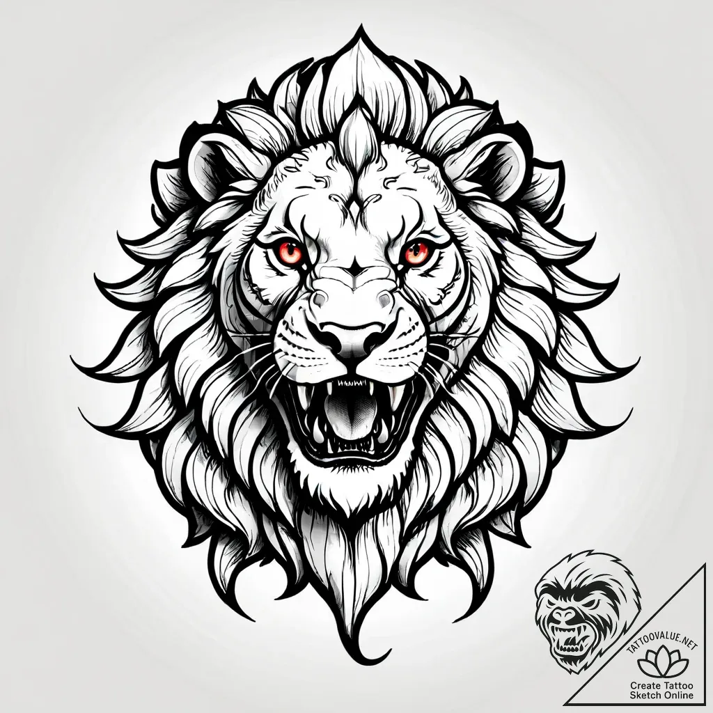 Tattoo sketch a lion roaring after a successf... - style Jagger Old - tattoo sketch (27.11.2025 16:57)