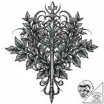 Yew staff crowned with ivy, ink illustration… – style Jaeger Mini – tattoo sketch (27.11.2025 17:40)