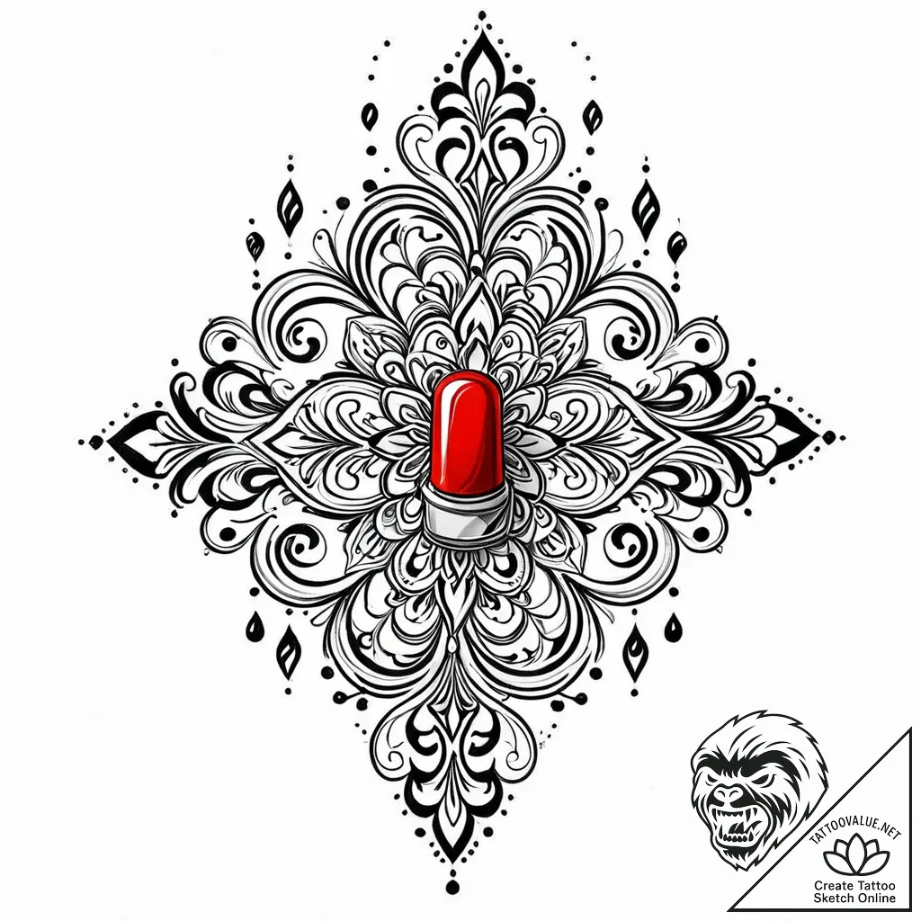 A spilled bottle of red nail polish on a whit... - style Jaeger Mini - tattoo sketch (27.11.2025 20:16)