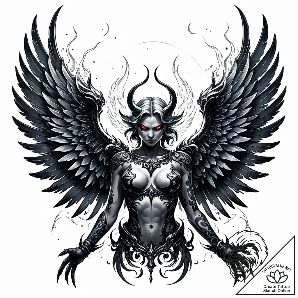 Angel and demon - style Jaeger Simple - tattoo sketch (27.11.2025 21:17)
