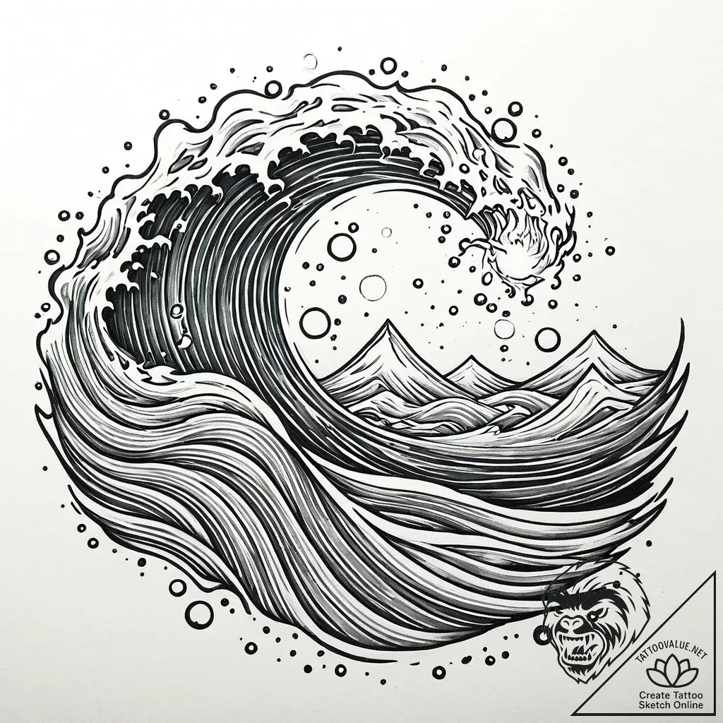Tat tattoo sketch, tranquil water elemental f... - style Jaeger Mini - tattoo sketch (27.11.2025 21:37)