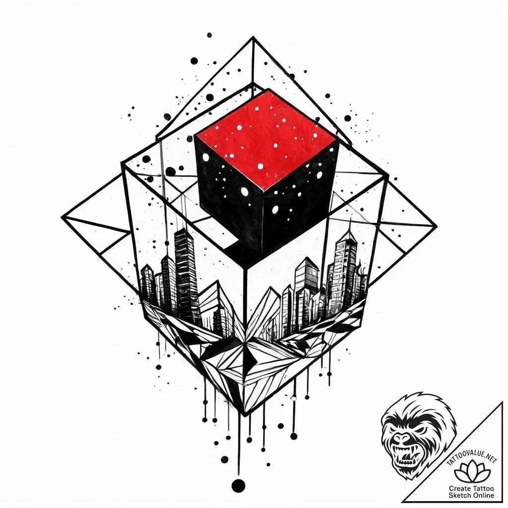 Tattoo sketch, simple thin geometric cube wit... - style Jaeger Mini - tattoo sketch (28.11.2025 00:17)